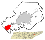 Knox County Tennessee incorporated and unincorporated areas Farragut highlighted